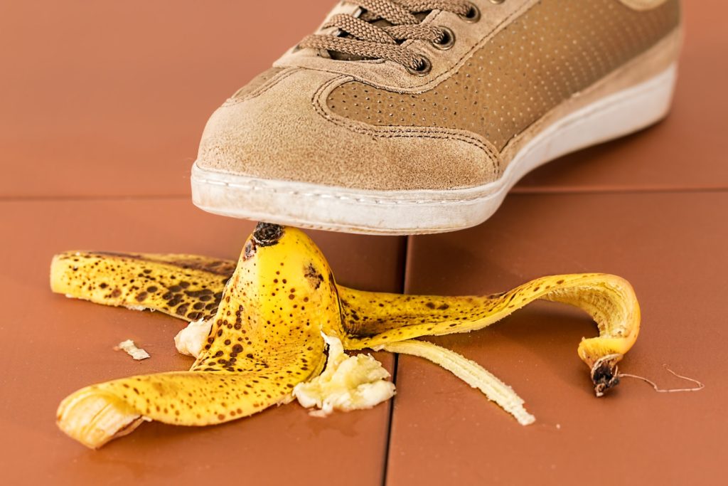 slipping on a banana skin